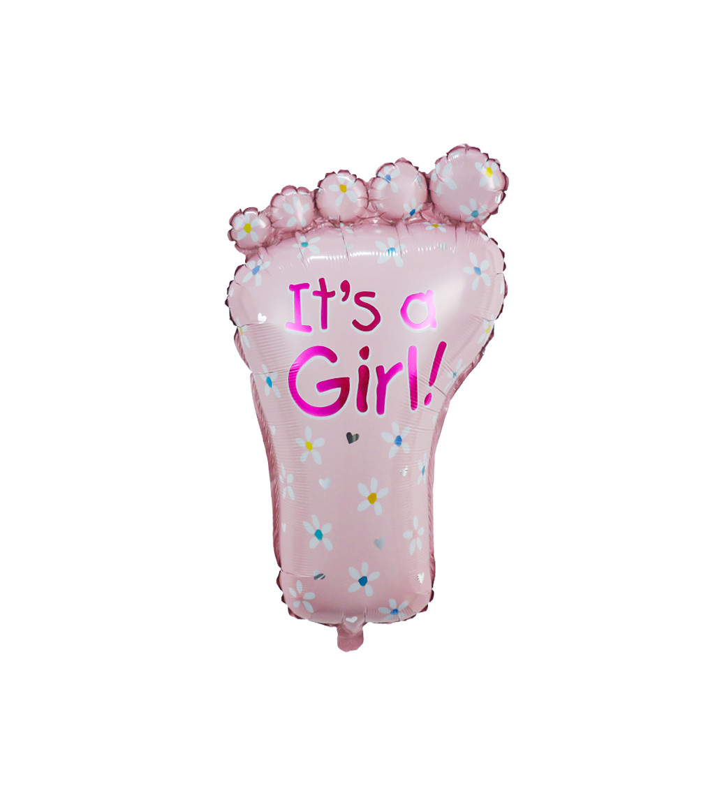 Fóliový balónek – Noha holčička, růžová, 75 × 45 cm