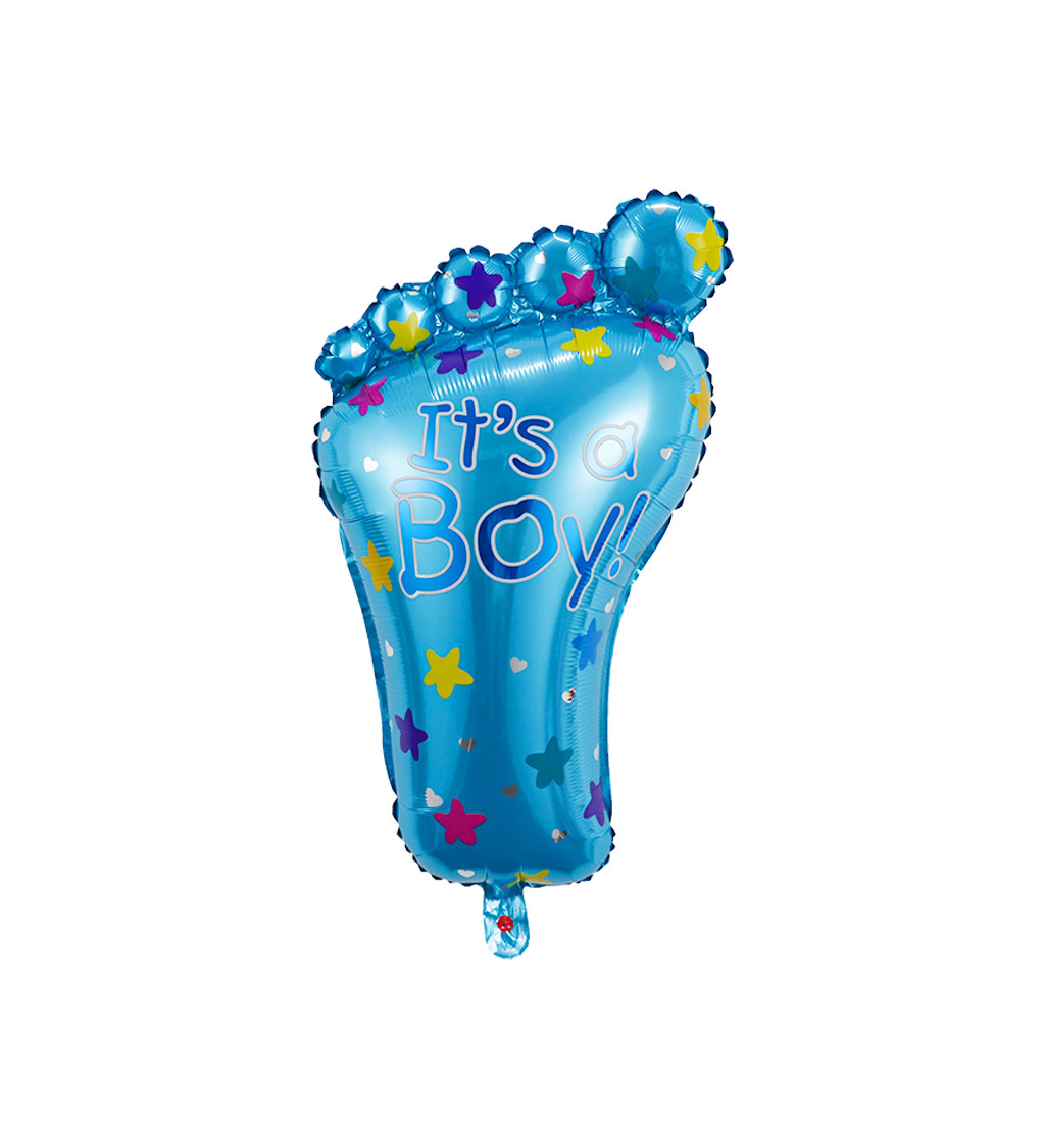 Fóliový balónek – Noha chlapeček, modrá, 75 × 45 cm