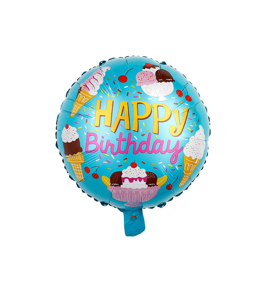 Fóliový balónek – Happy Birthday zmrzliny, 45 cm