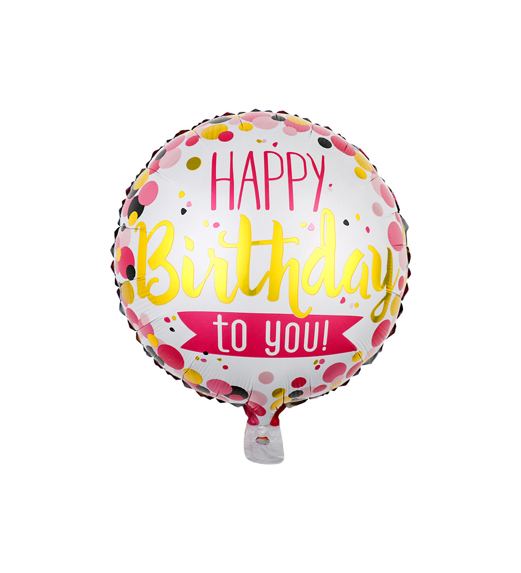 Fóliový balónek – Happy Birthday to You, barevný, 45 cm