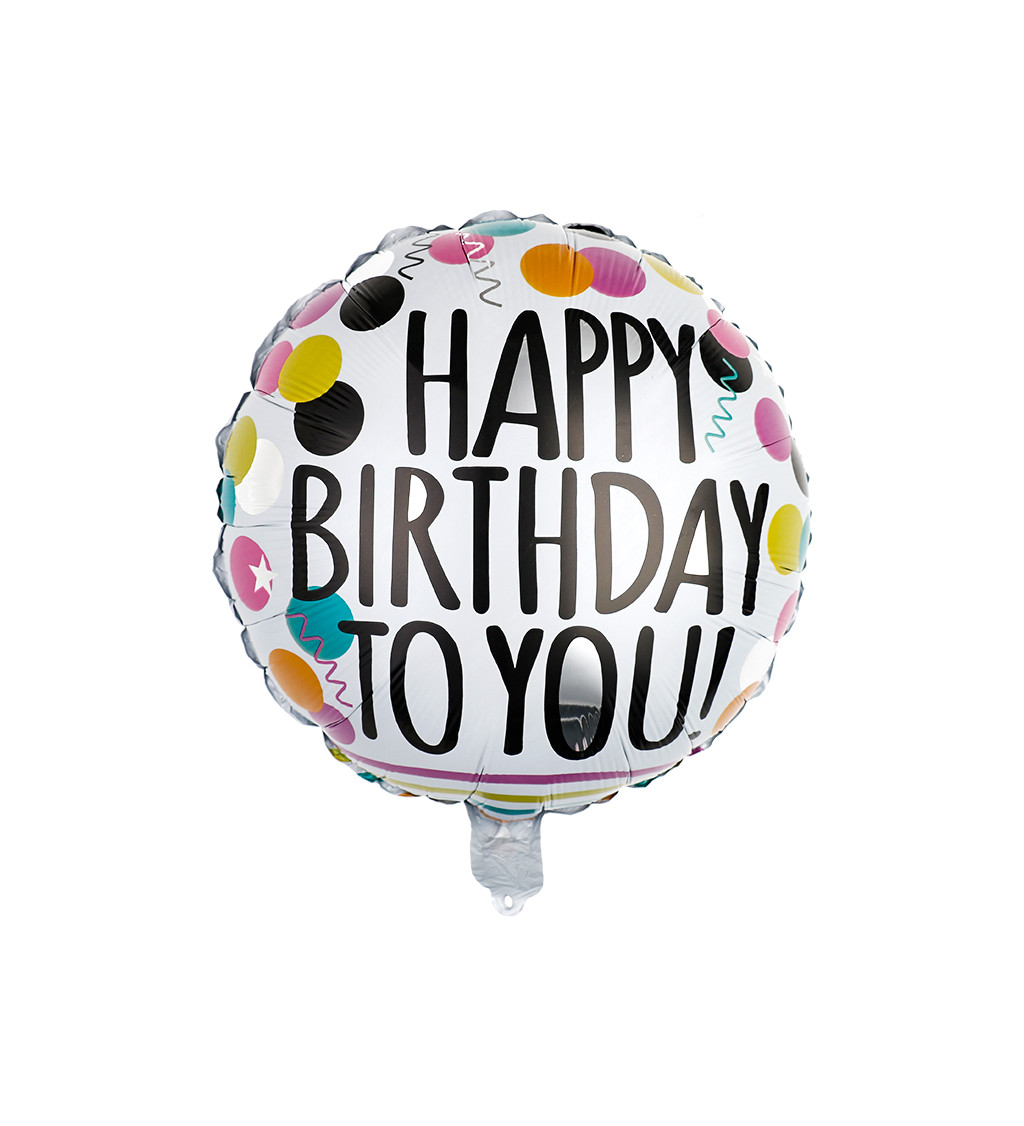 Fóliový balónek – Happy Birthday konfety, 45 cm