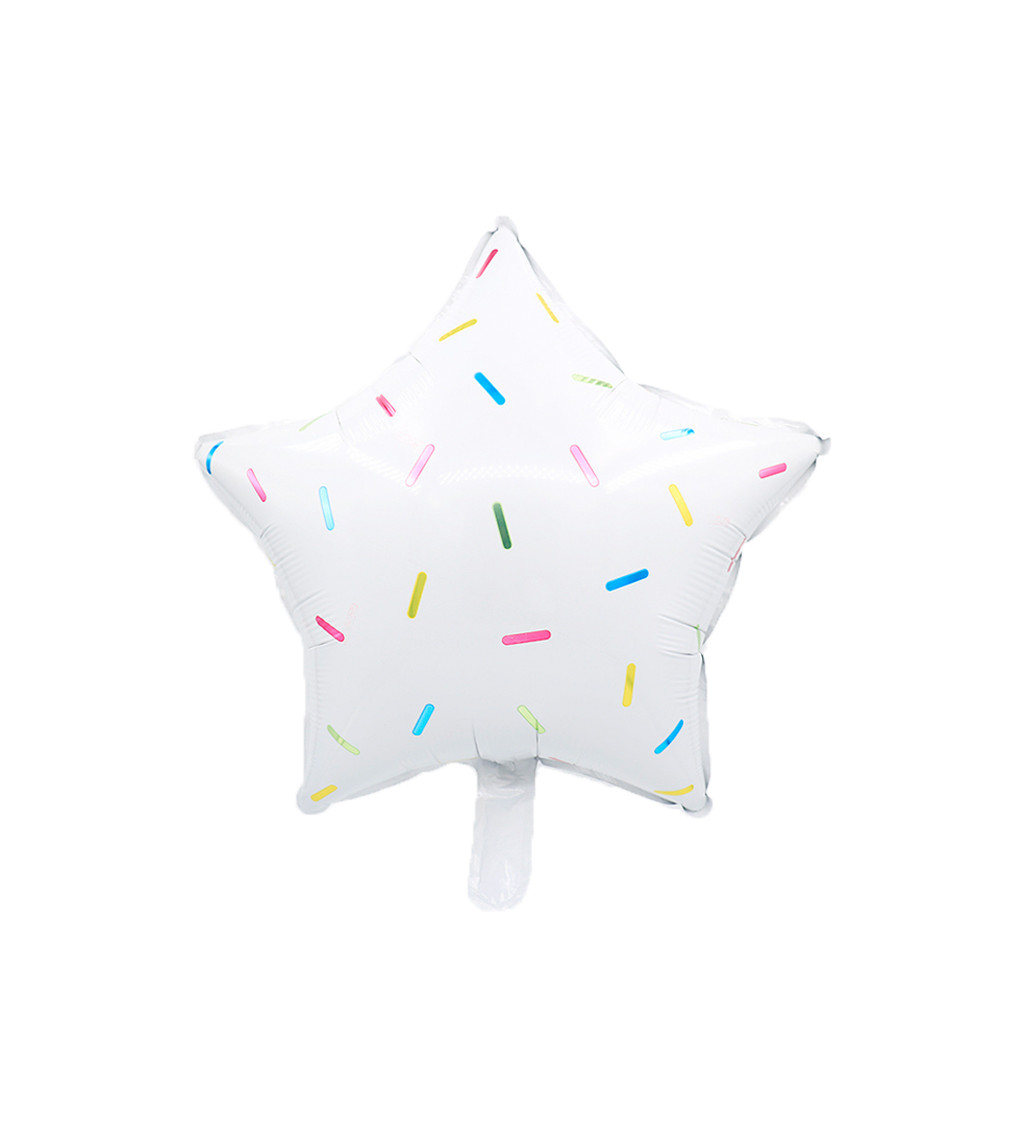 Fóliový balónek – Hvězda konfety, barevná, 45 cm