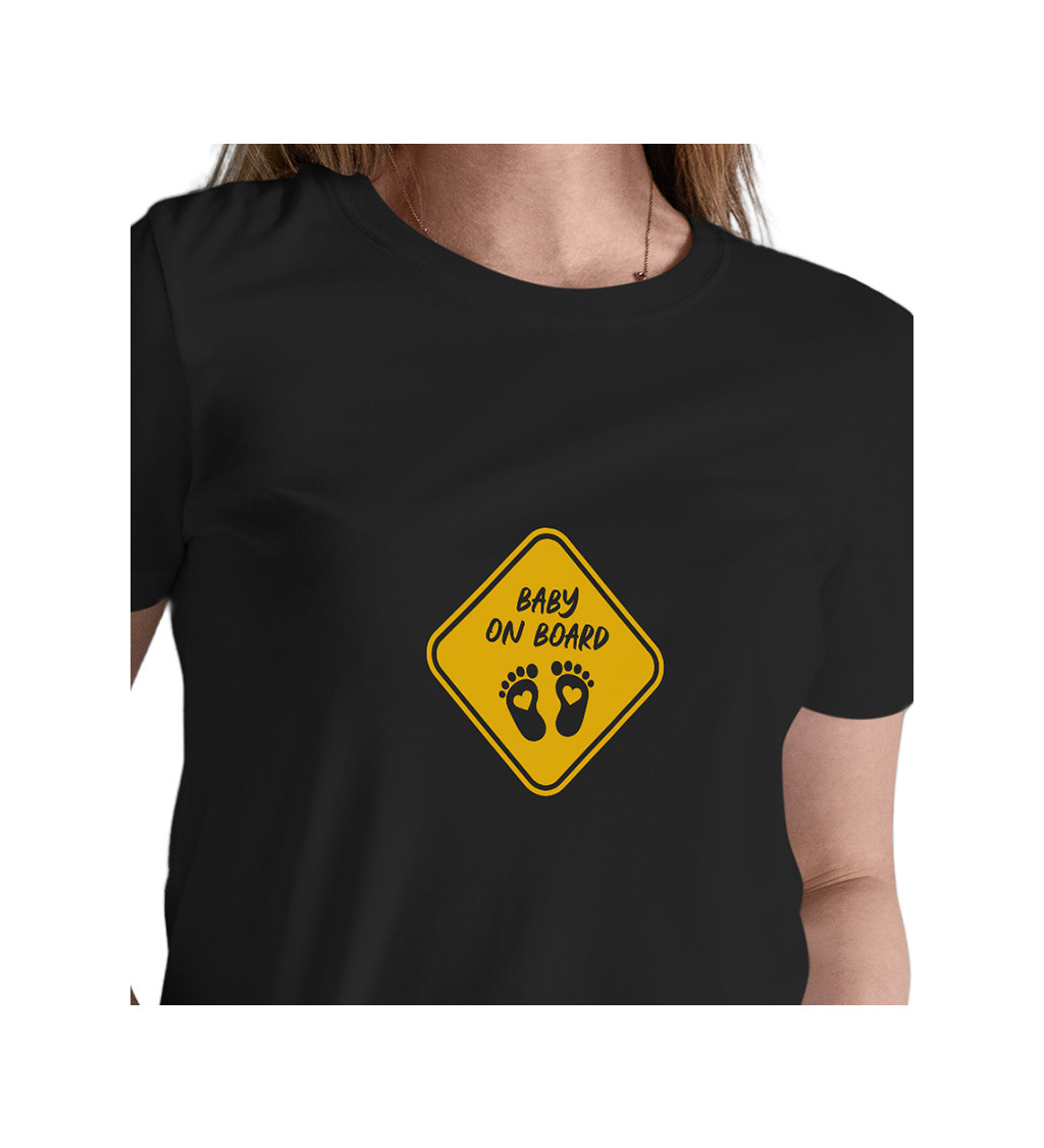 Dámské černé tričko – Baby on board