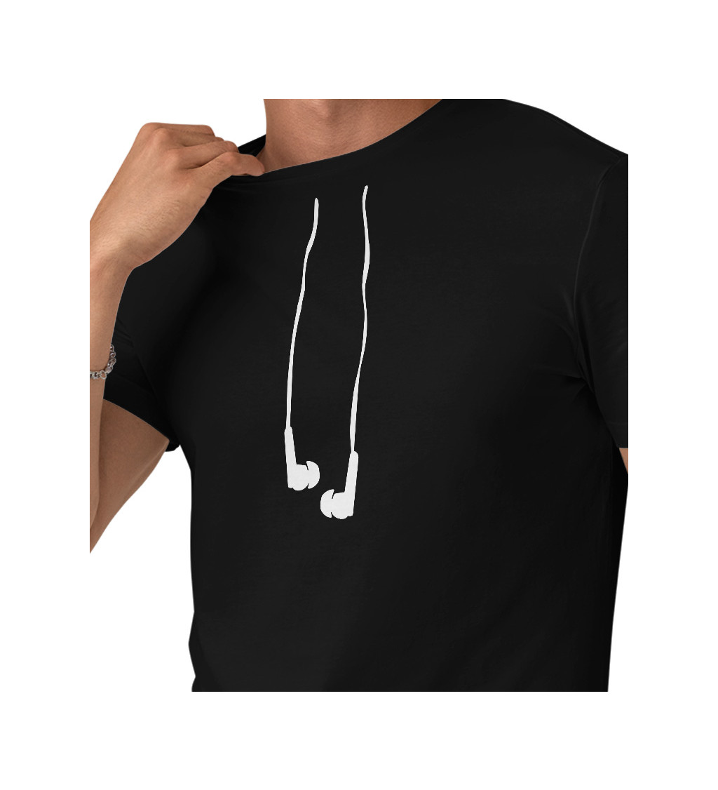 Pánské černé tričko – Sluchátka