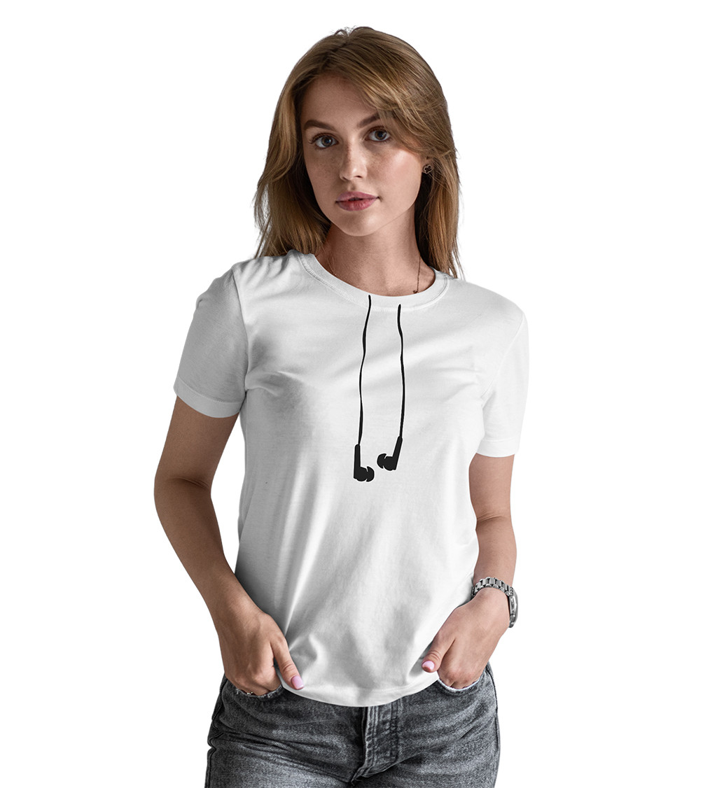 Dámské bílé tričko – Sluchátka