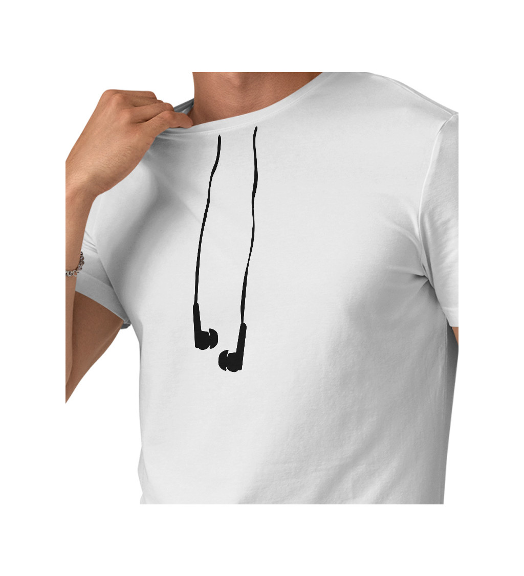 Pánské bílé tričko – Sluchátka