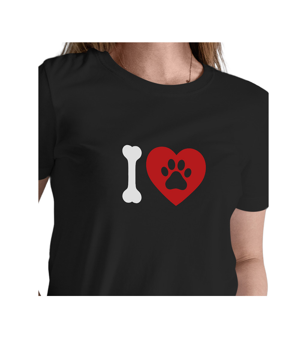 Dámské černé tričko – I love packa