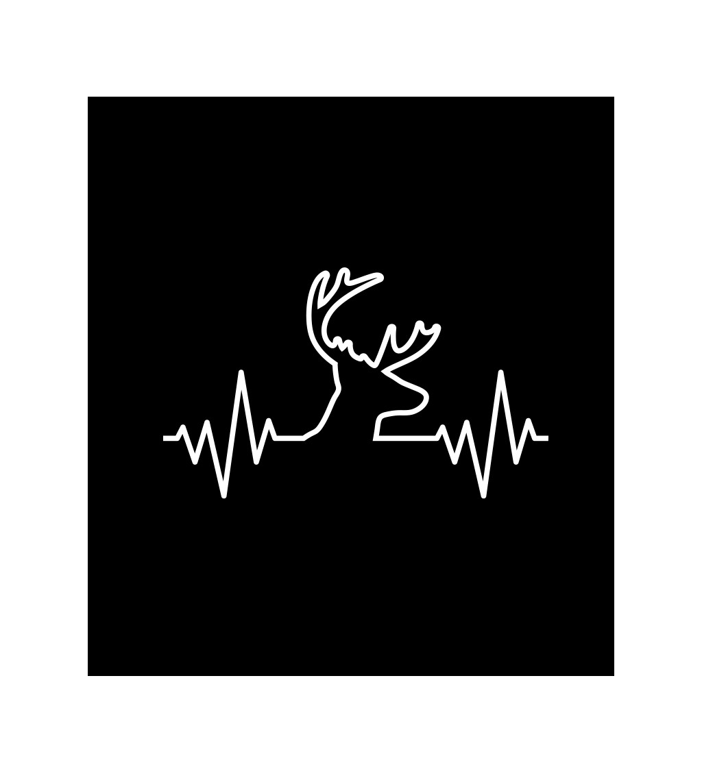 Pánské černé tričko – Tep jelen