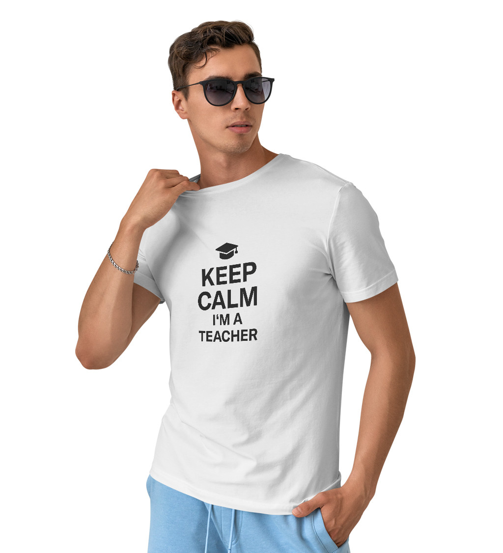 Pánské bílé tričko – Keep calm I´m a teacher