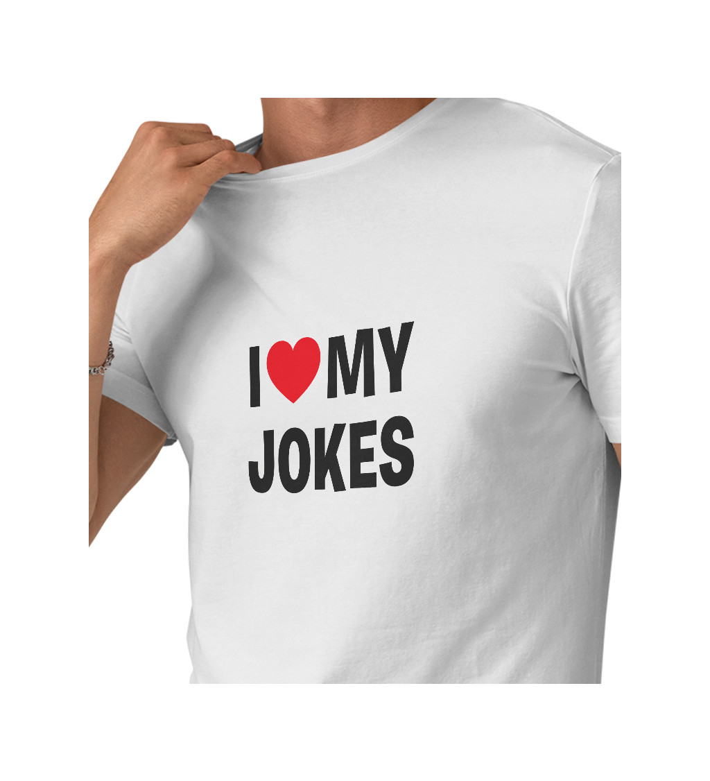 Pánské bílé tričko – I love my jokes