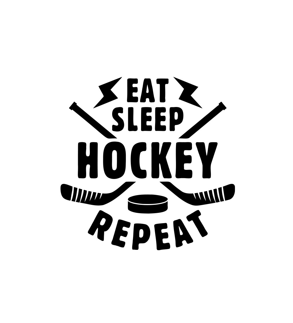 Pánské bílé tričko – Eat sleep hockey repeat