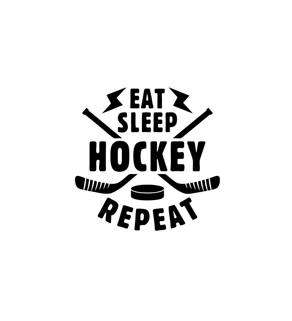 Dámské bílé tričko – Eat sleep hockey repeat