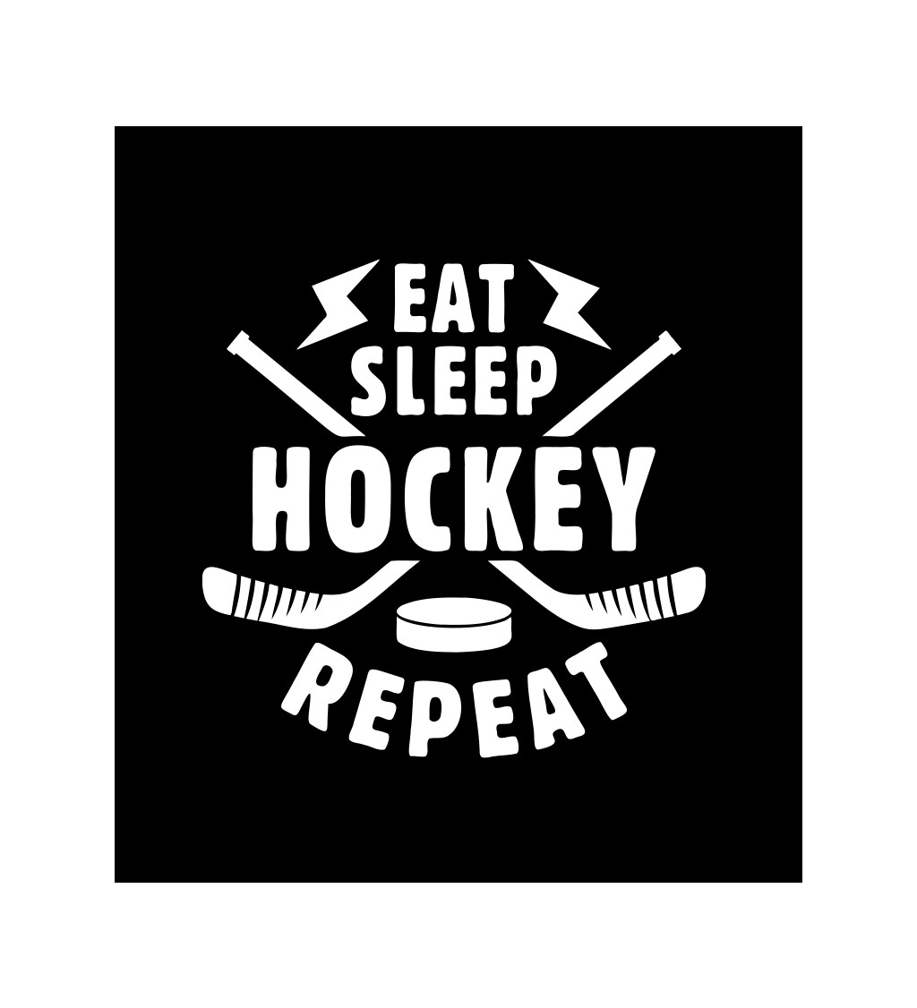 Pánské černé tričko – Eat sleep hockey repeat