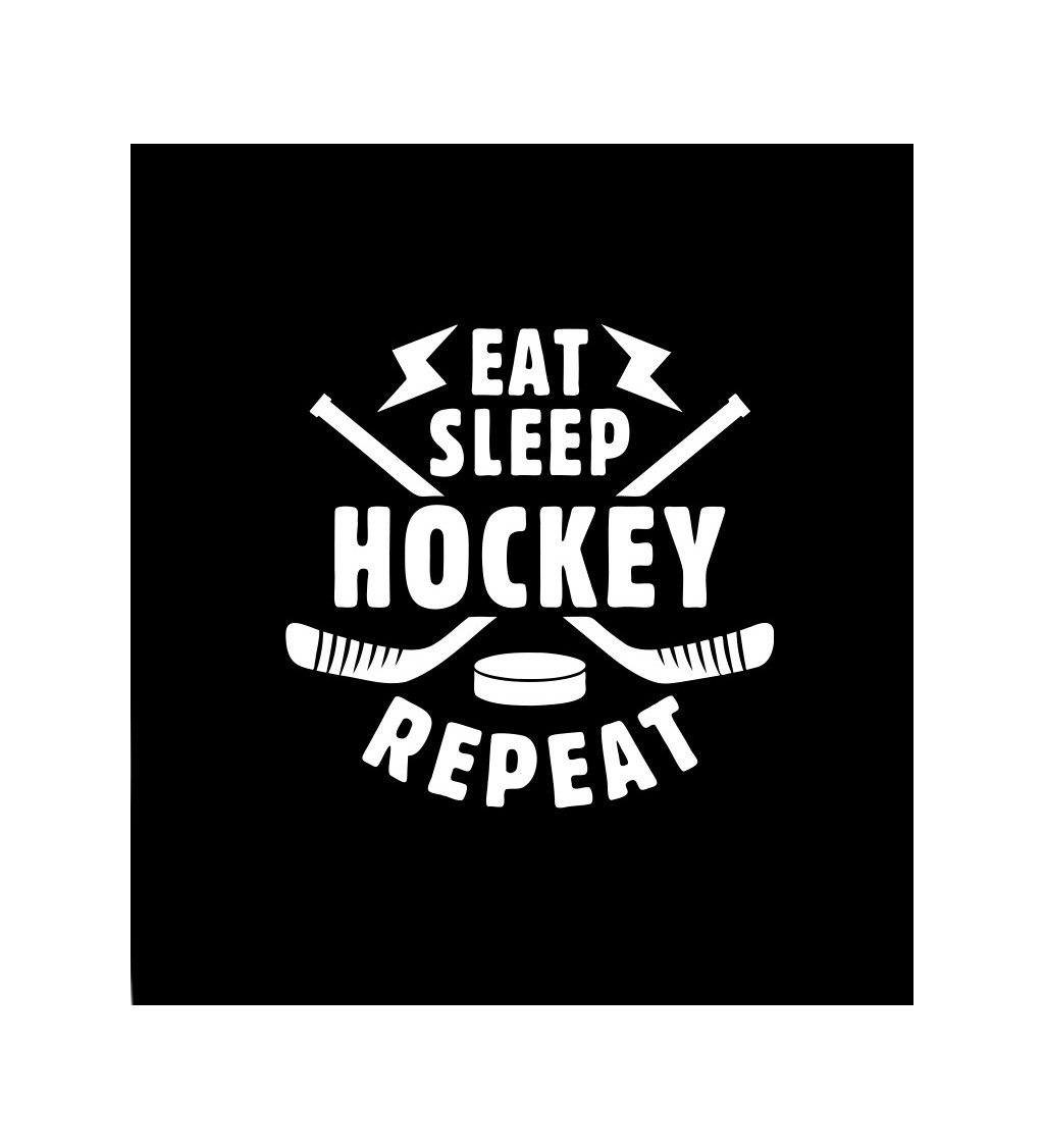 Dámské černé tričko – Eat sleep hockey repeat