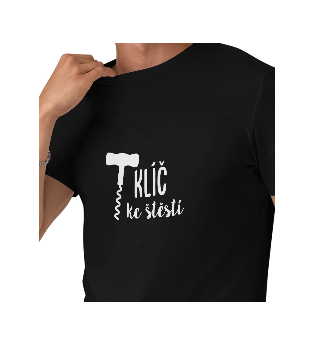 Pánské černé tričko – Klíč ke štěstí vývrtka