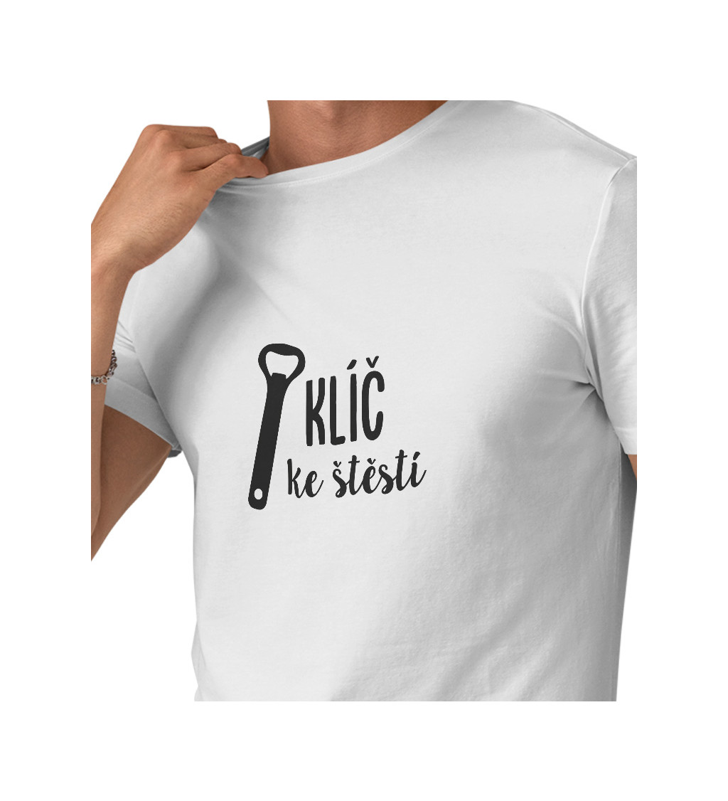 Pánské bílé tričko – Klíč ke štěstí otvírák