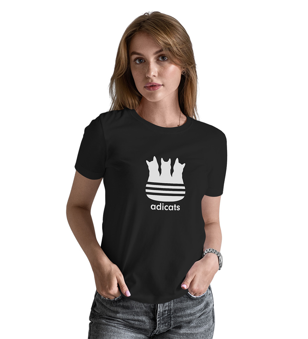 Dámské černé tričko – Adicats