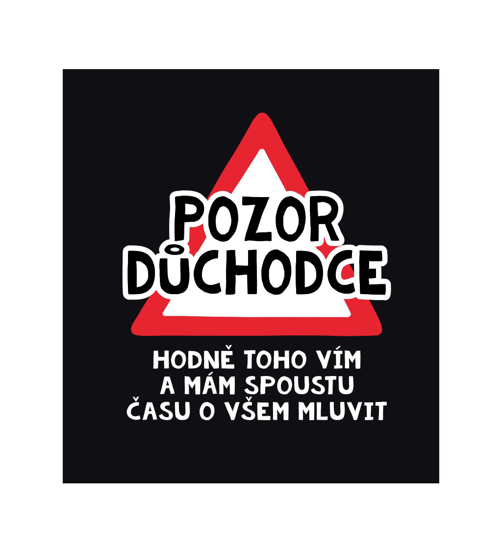 Pánské černé tričko – Pozor důchodce