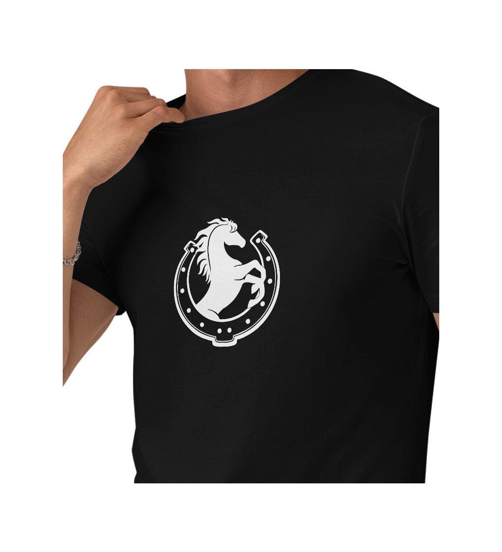 Pánské černé tričko – Kůň