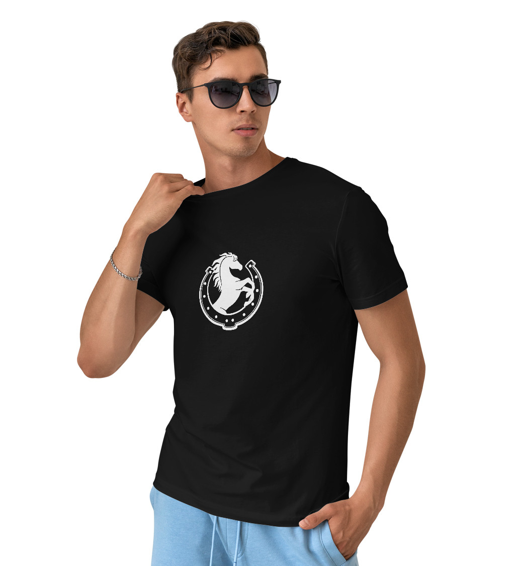 Pánské černé tričko – Kůň