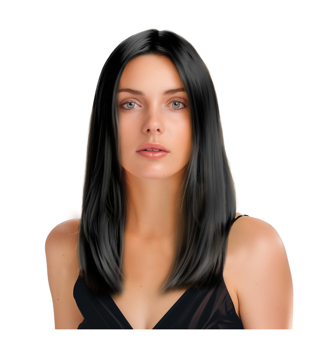 Dámská paruka Rovná bez ofiny černá