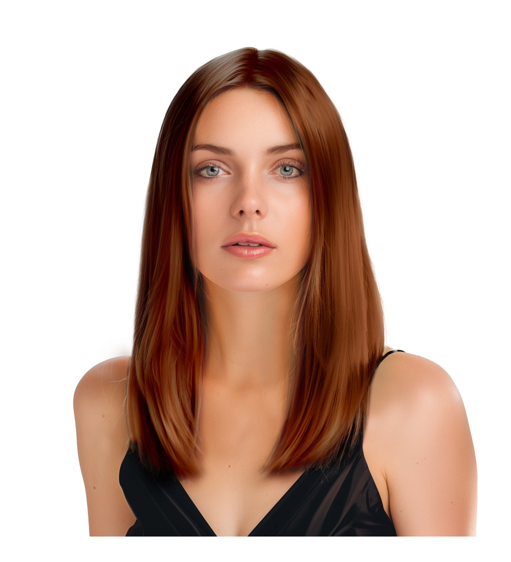 Dámská paruka Rovná bez ofiny hnědá