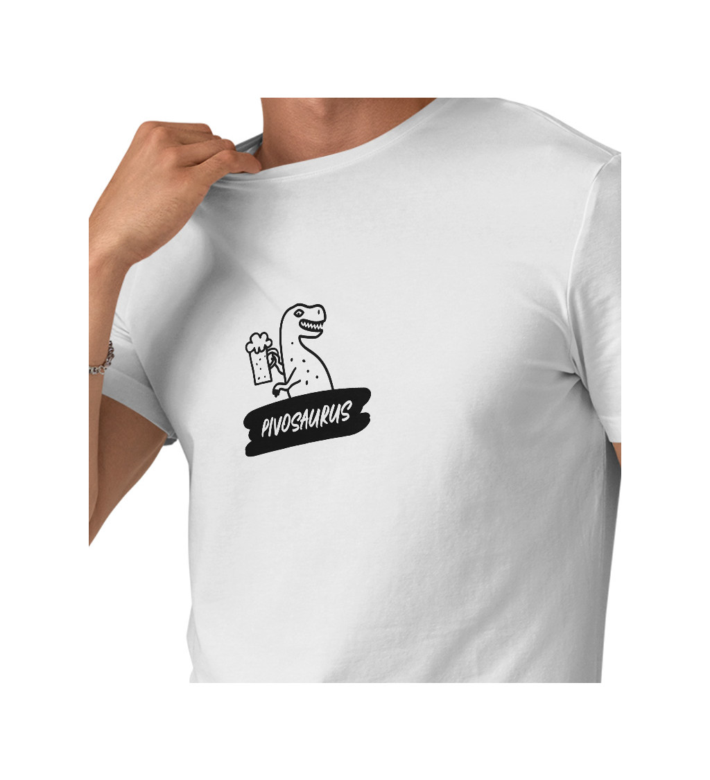 Pánské bílé tričko – Pivosaurus
