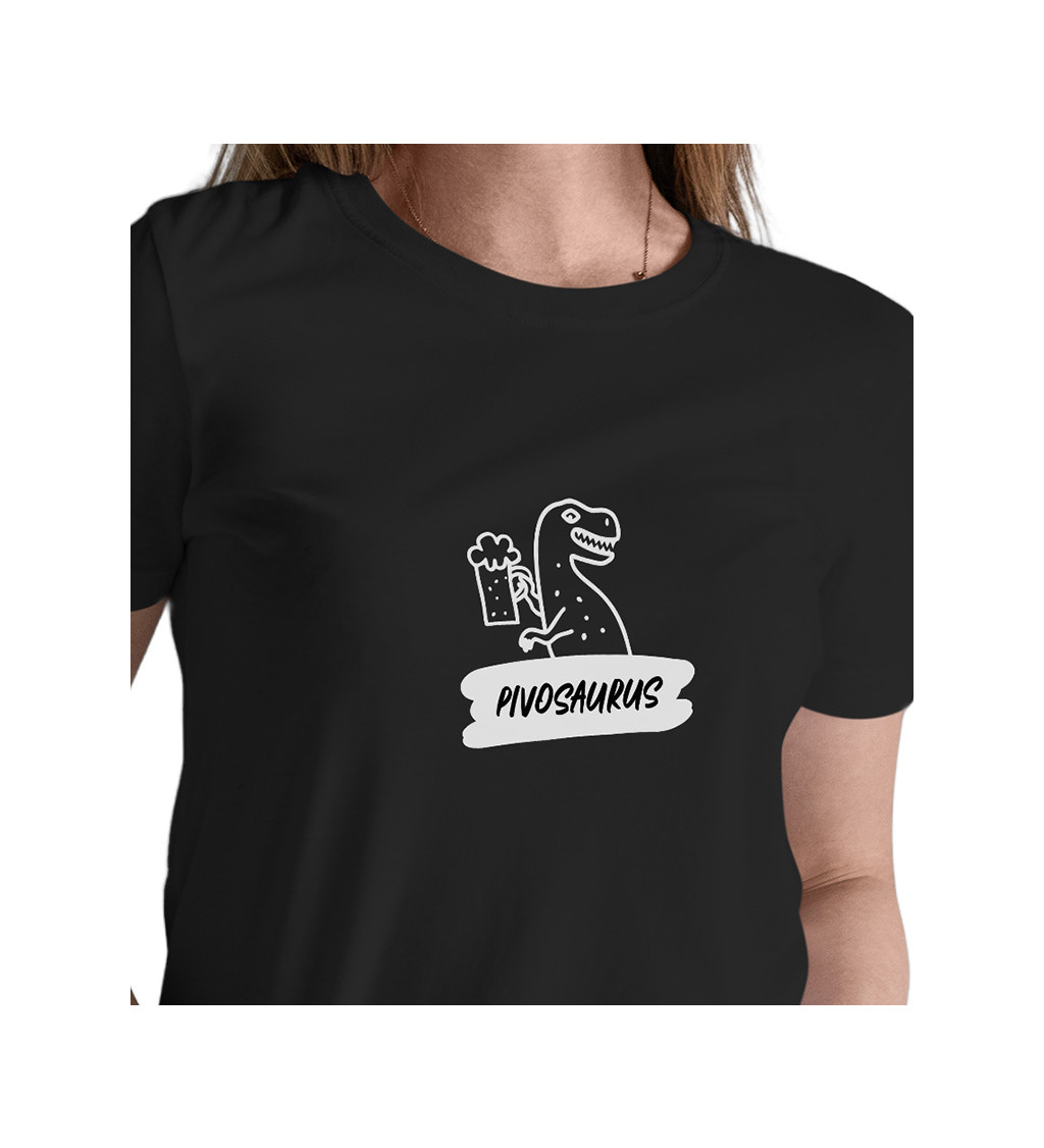 Dámské černé tričko – Pivosaurus
