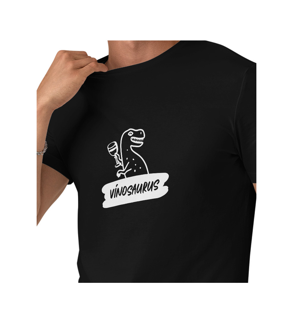 Pánské černé tričko – Vínosaurus