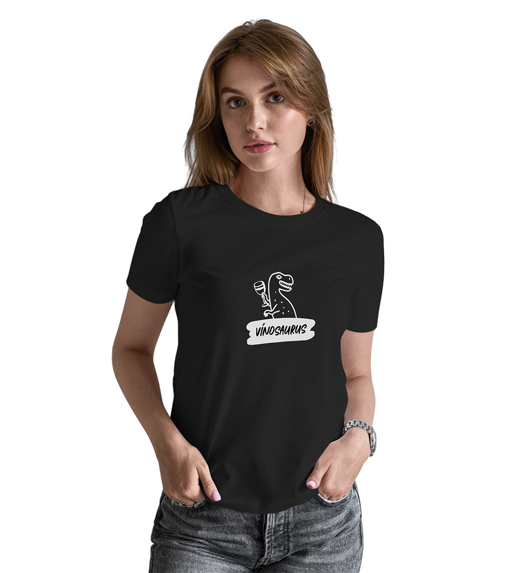 Dámské černé tričko – Vinosaurus