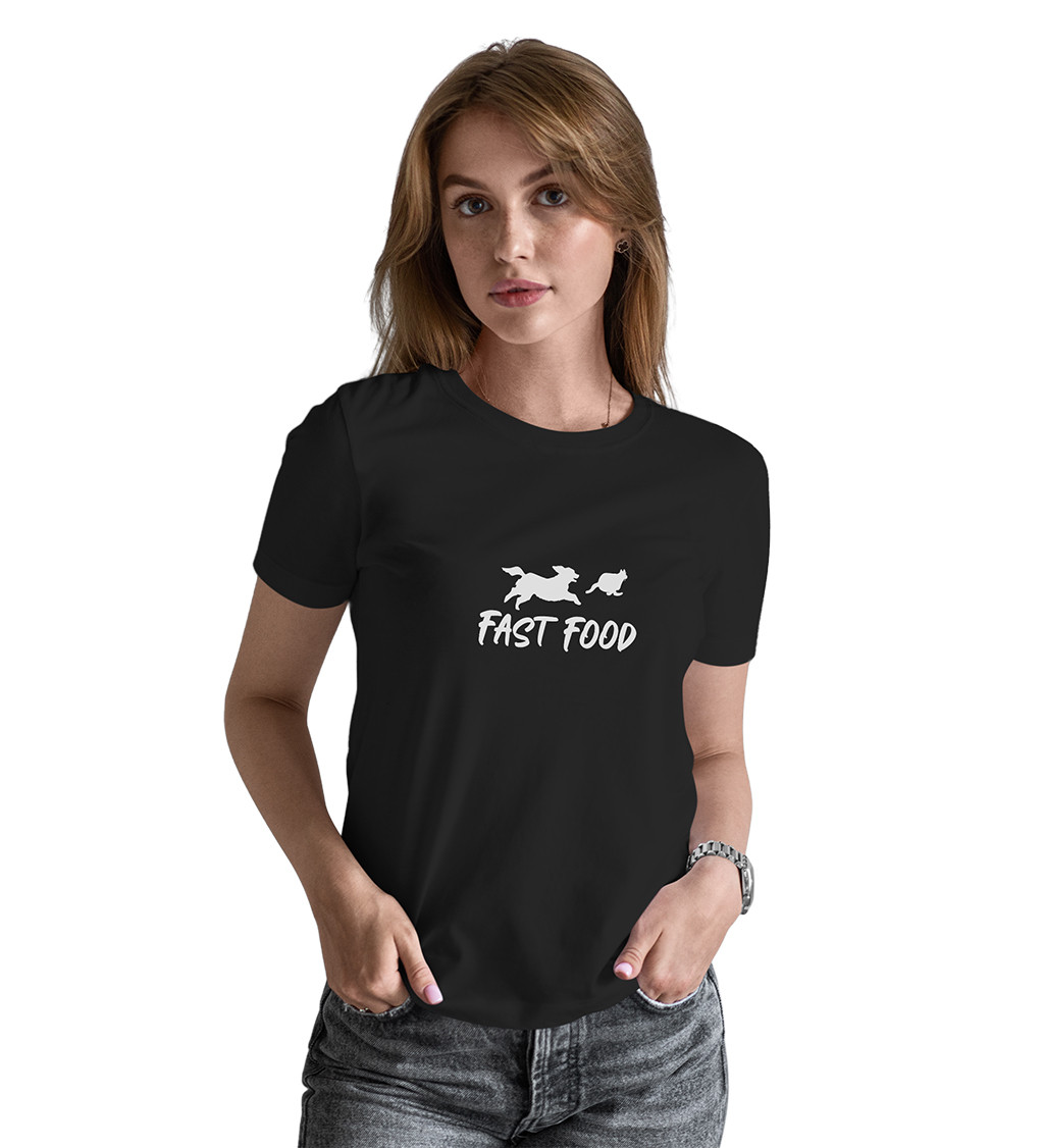 Dámské černé tričko – Fast food