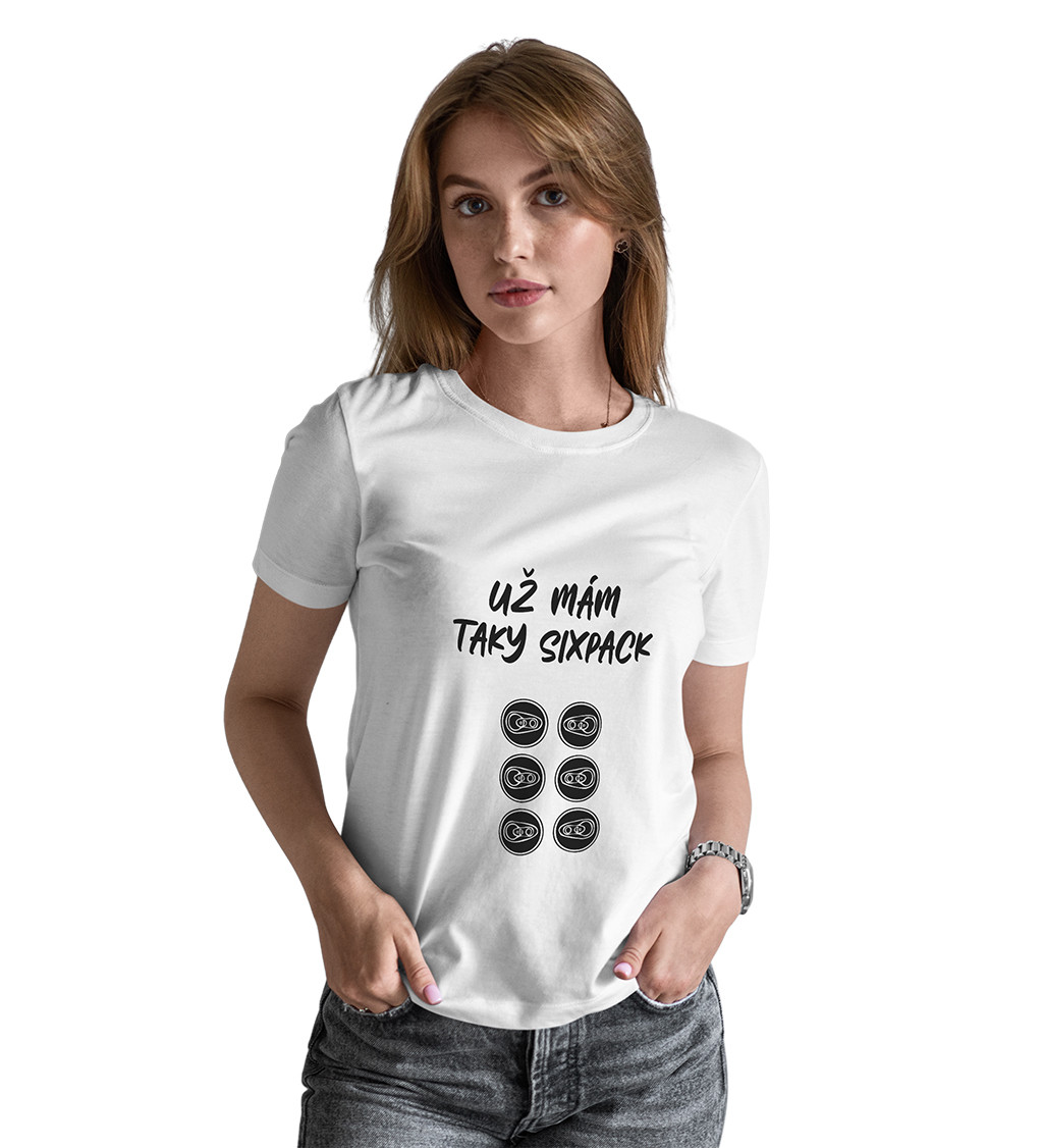 Dámské bílé tričko – Už mám taky sixpack