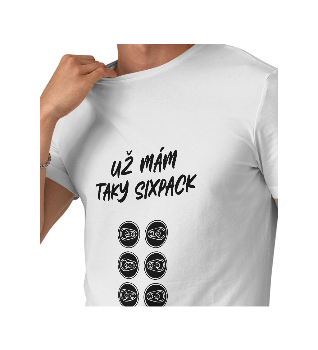 Pánské bílé tričko – Už mám taky sixpack