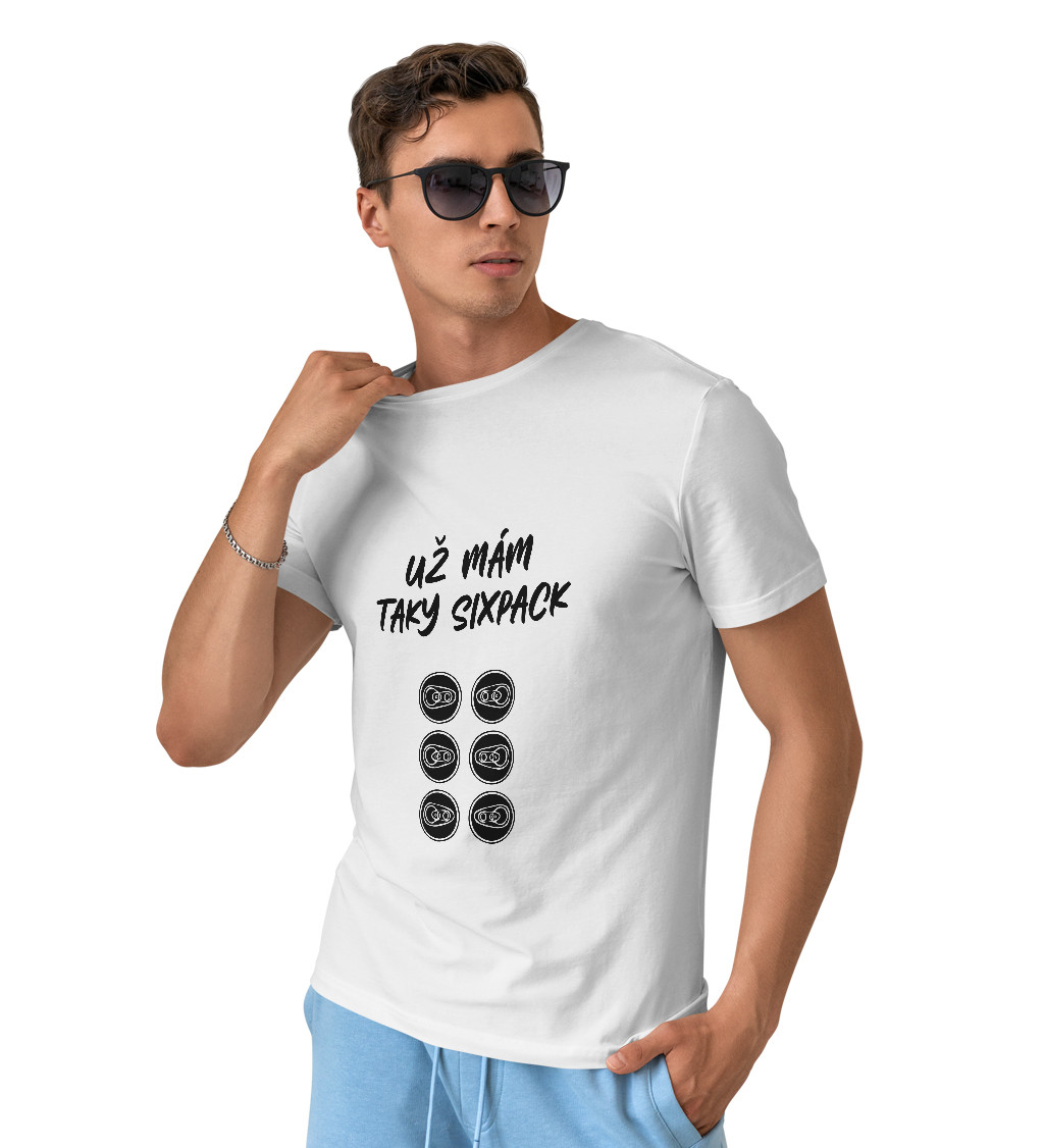 Pánské bílé tričko – Už mám taky sixpack
