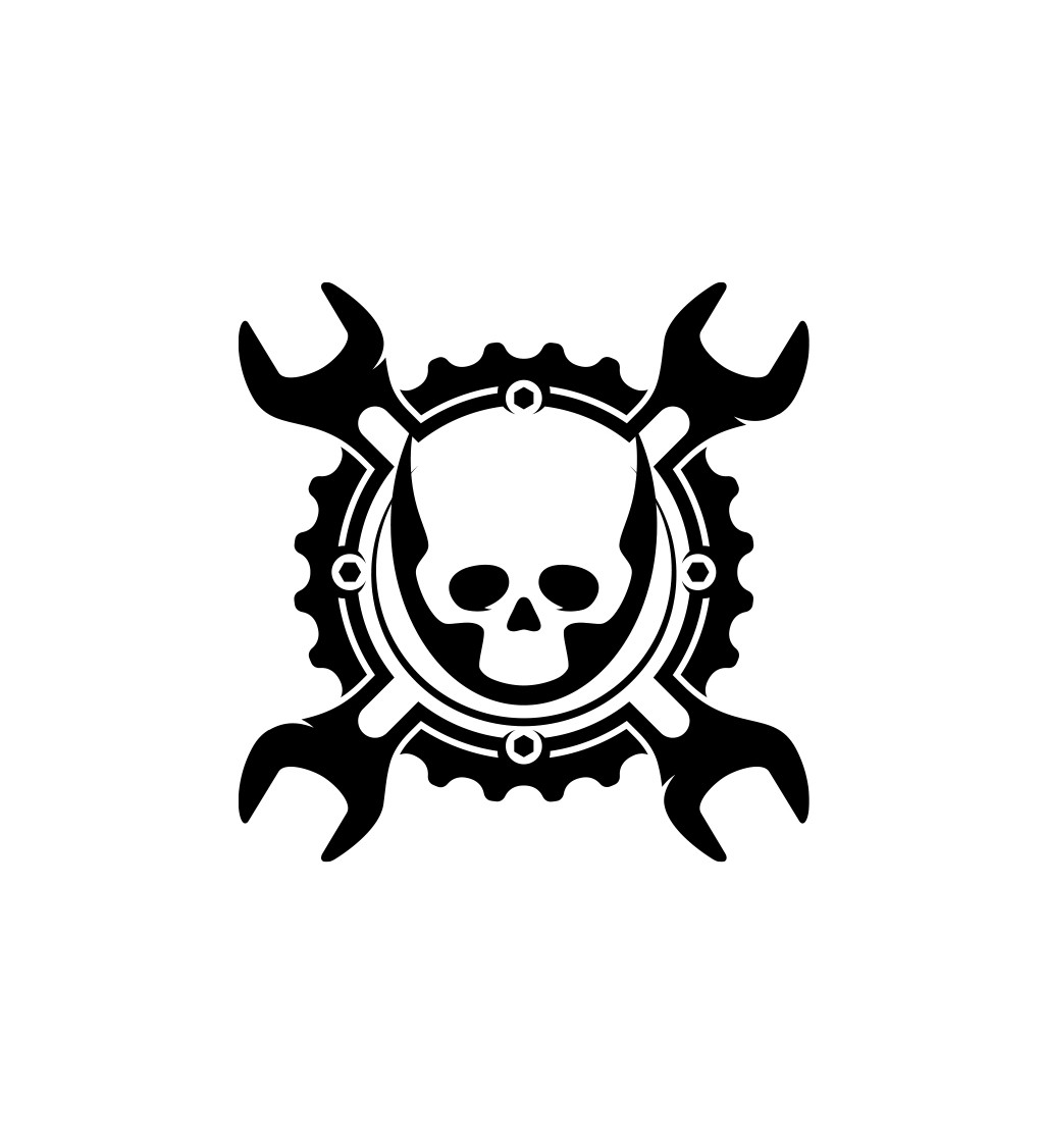 Pánské bílé tričko – Mechanik lebka