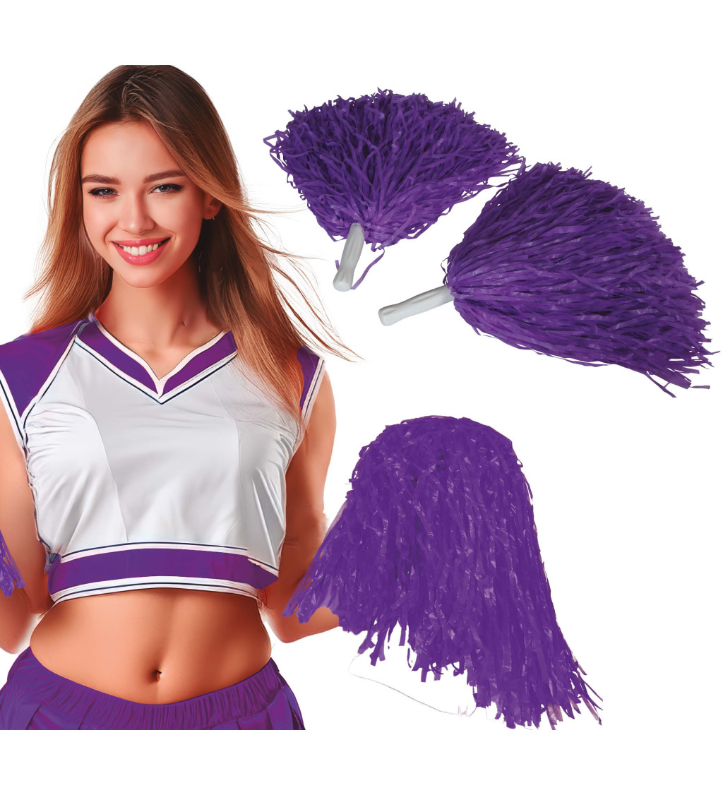 Fialové karnevalové pom-pomy