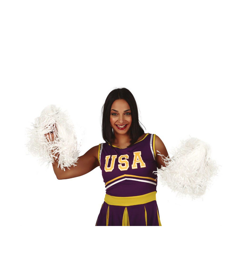 Bílé karnevalové pom-pomy