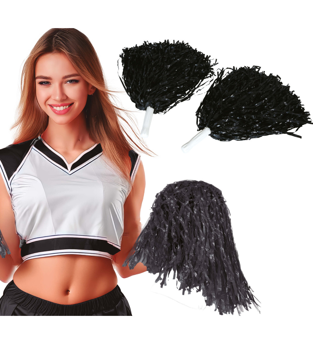 Černé karnevalové pom-pomy