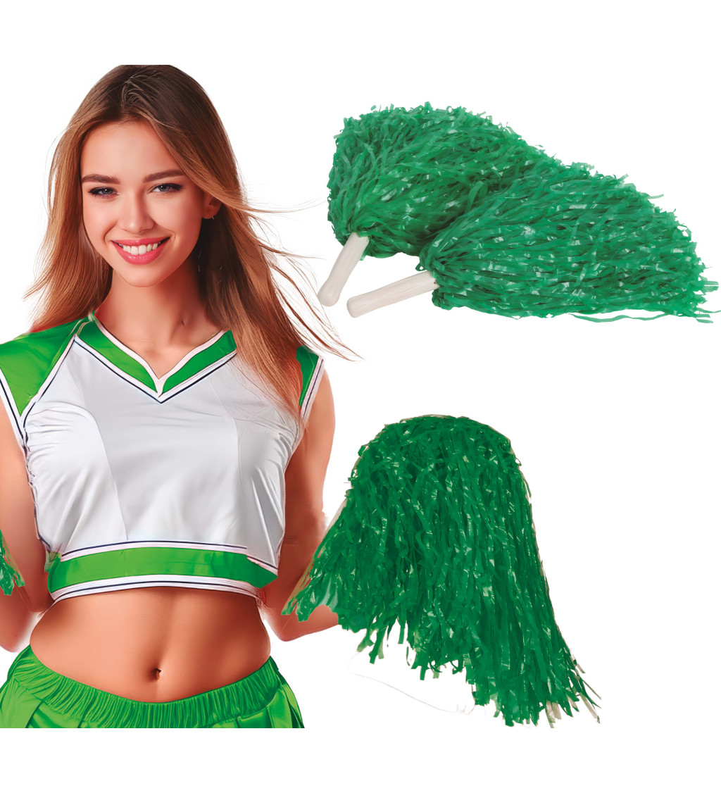 Zelené karnevalové pom-pomy