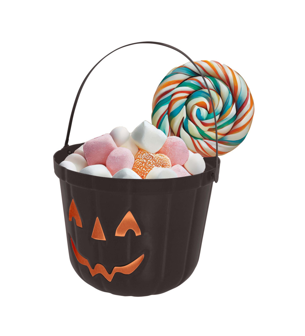 Halloweenský kyblík – černá dýně
