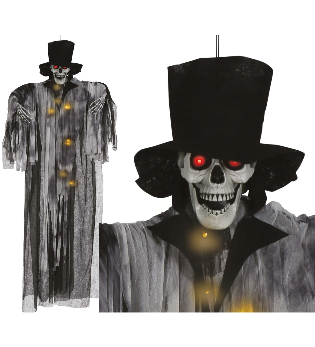 Halloweenská závěsná kostra ženicha s osvětlením