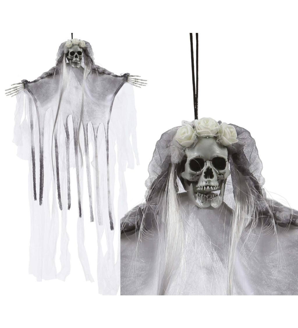 Halloweenská závěsná kostra nevěsty