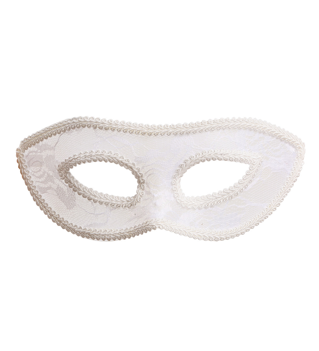 Krajková škraboška – bílá