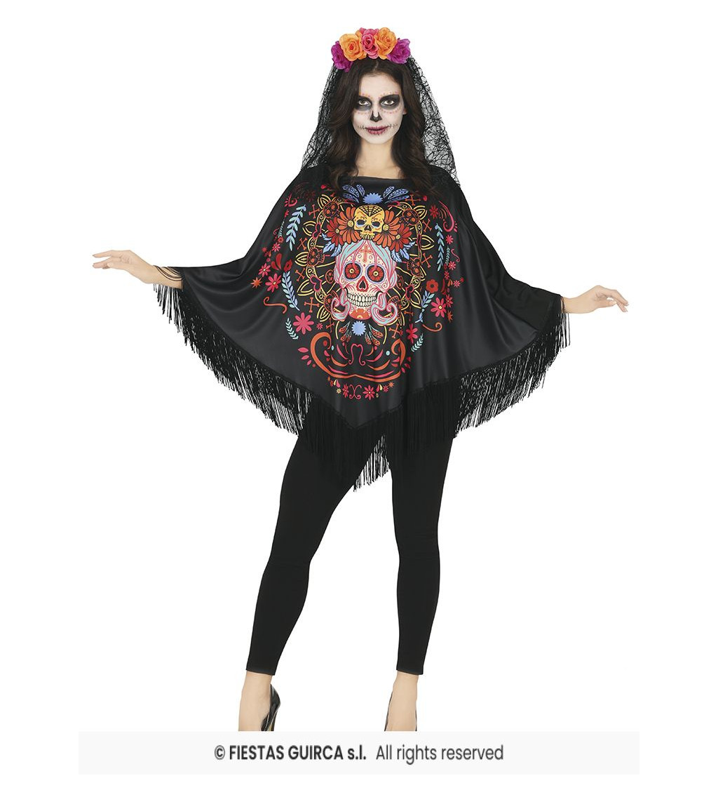 Kostým Día de los Muertos – dámské pončo