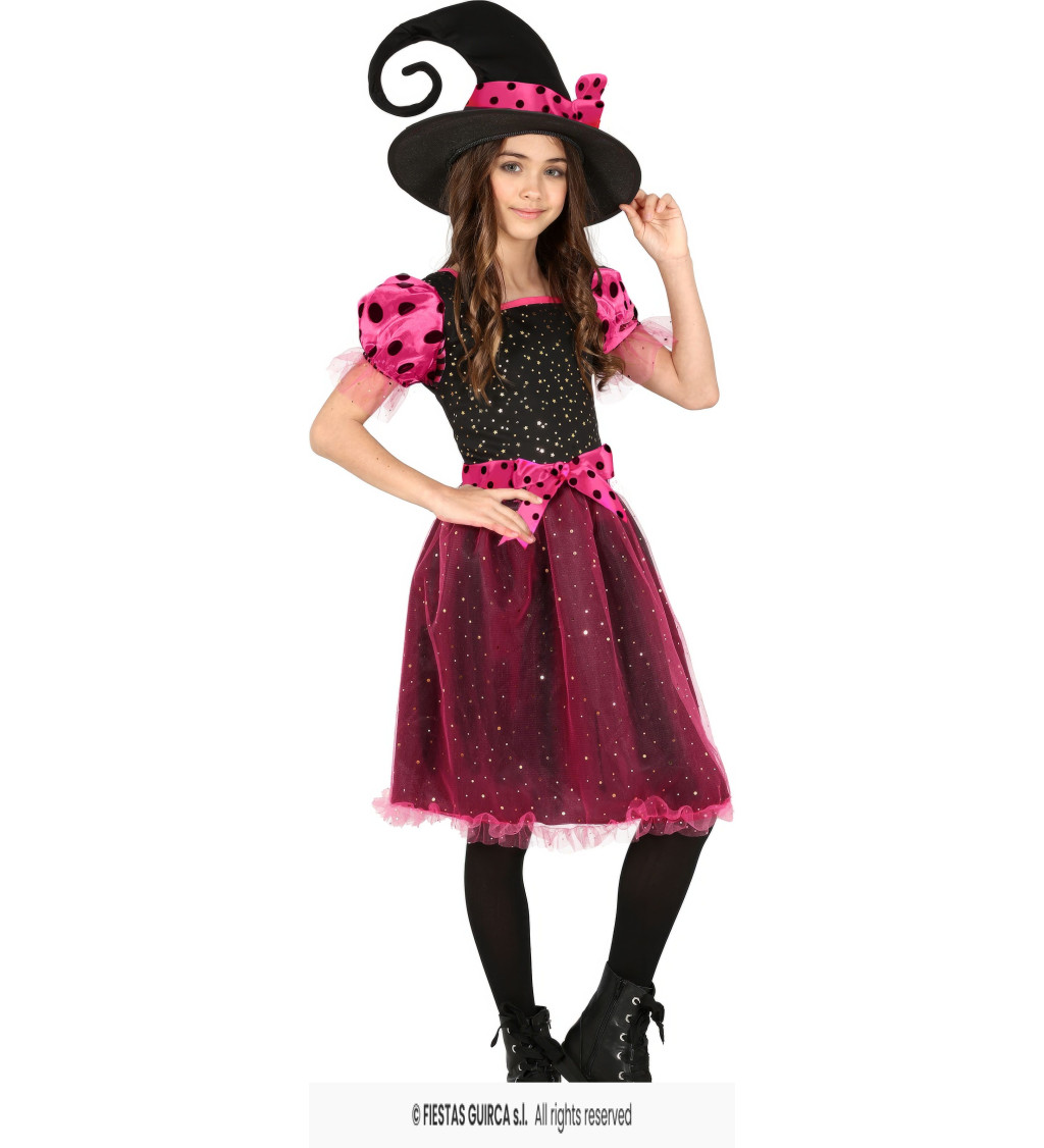 Růžová čarodějnice – dětský kostým
