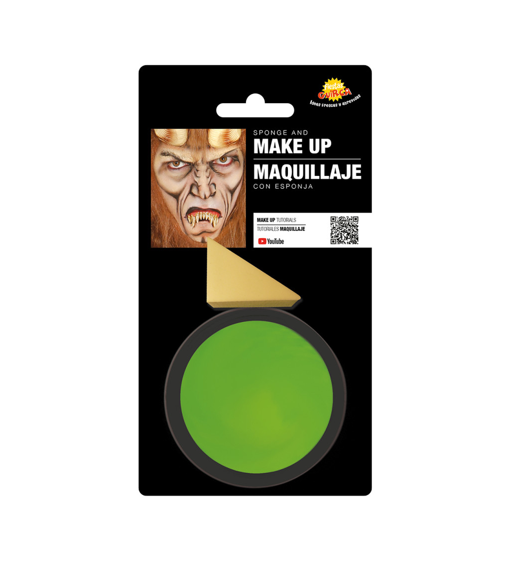 Světle zelený karnevalový make-up s aplikátorem