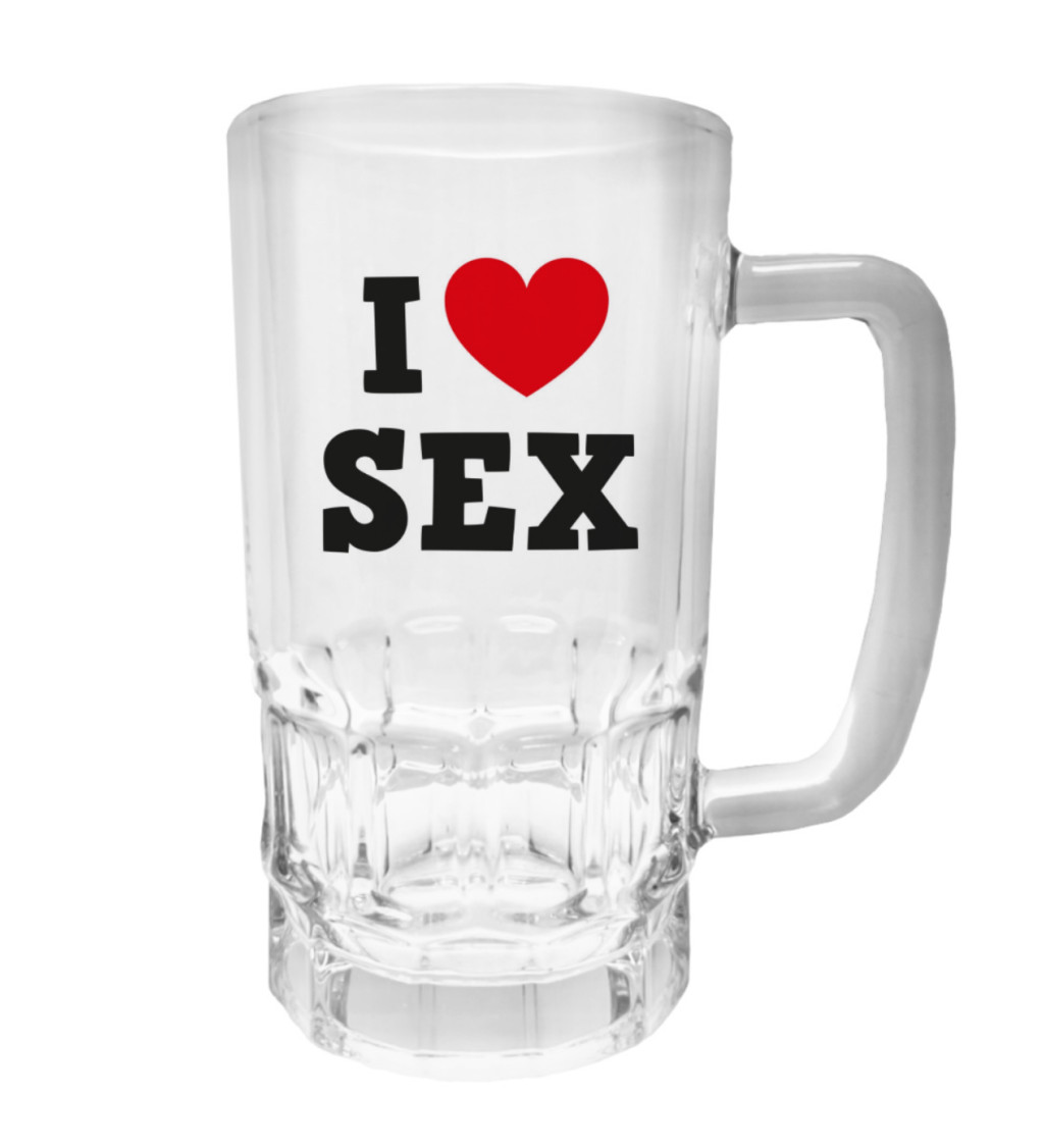 Skleněný půllitr s potiskem – I love sex