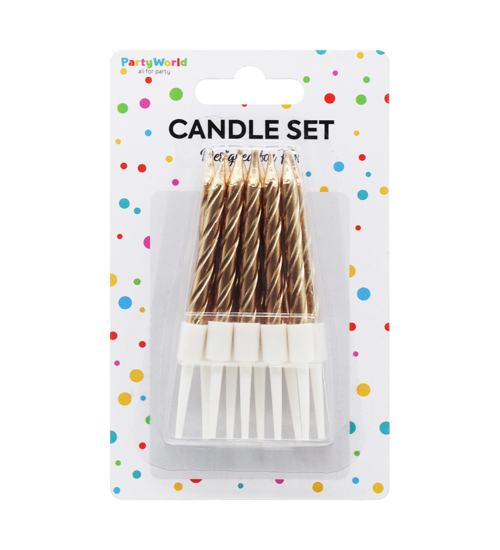 Malé rose gold spirálové narozeninové svíčky