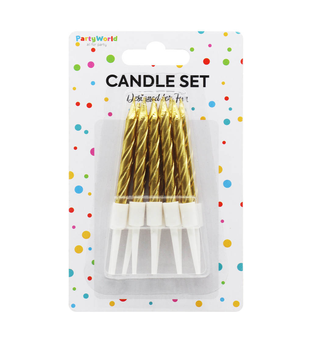 Malé zlaté spirálové narozeninové svíčky