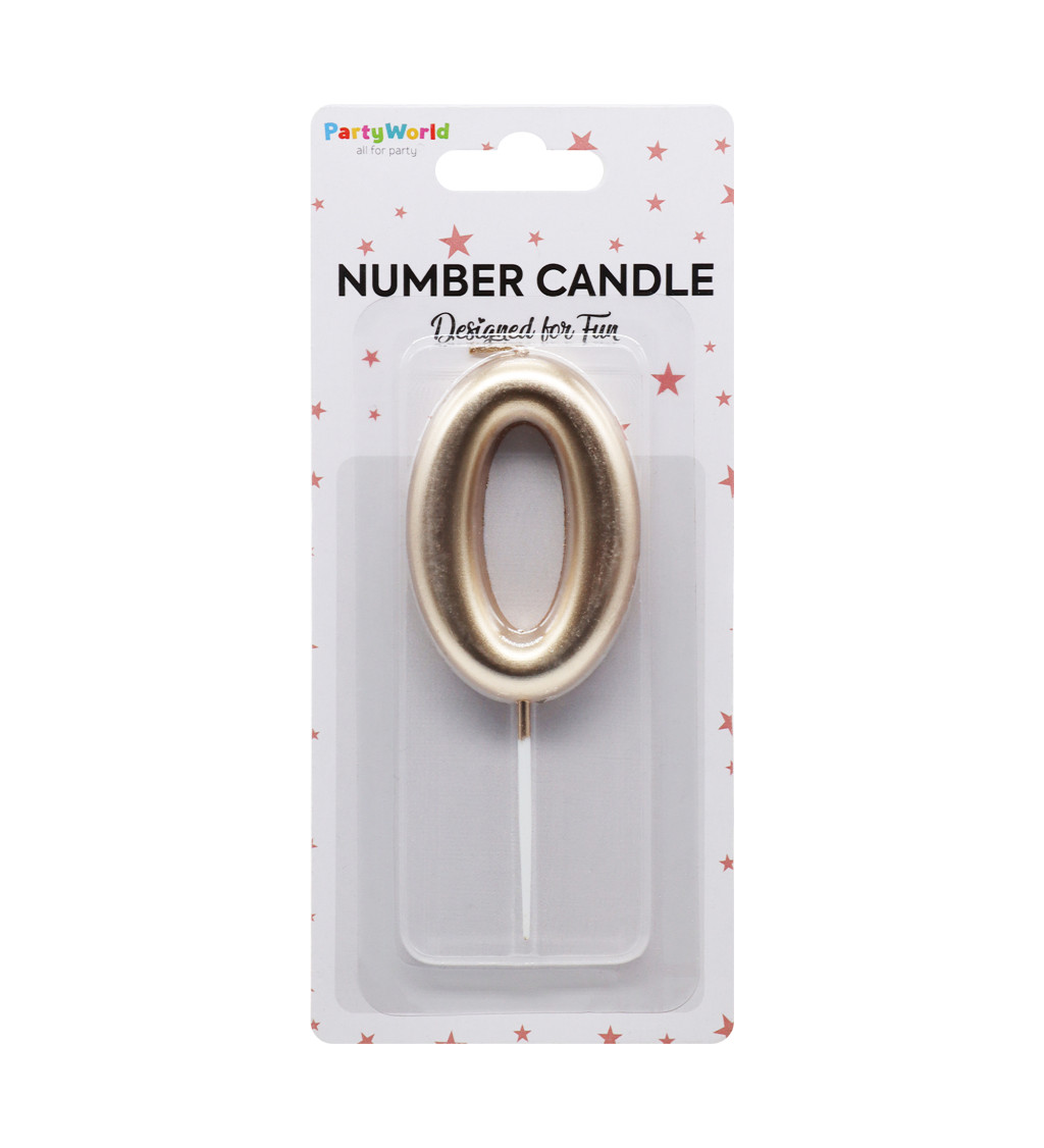 Rose gold dortová svíčka číslo 0